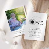 Moderne minimalistische zonnebloem 1ste verjaardag kaart