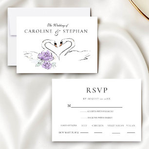 Moderne Minimalistische Zwanen RSVP-kaart met maal RSVP Kaartje
