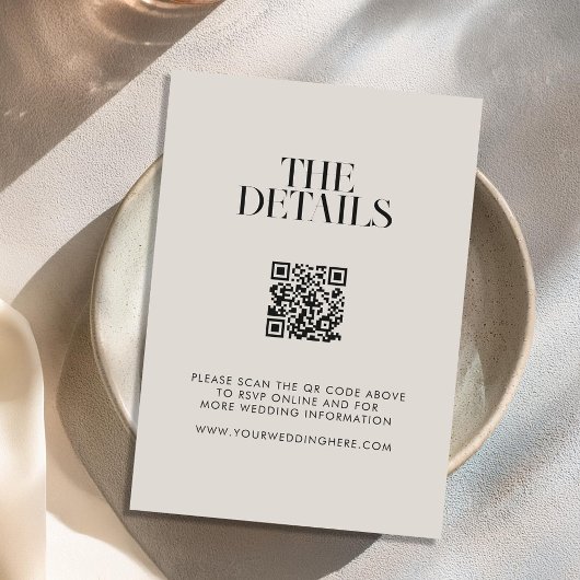 Moderne minimalistische zwart en ivoor chique brui informatiekaartje