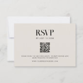 Moderne minimalistische zwart en ivoor chique brui RSVP kaartje (Voorkant)