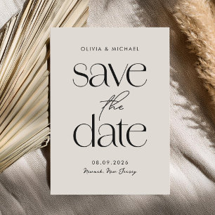 Moderne minimalistische zwart en ivoor chique brui save the date