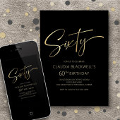 Moderne minimalistische zwart goud 60e verjaardag kaart