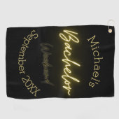 Moderne minimalistische zwart-gouden vrijgezellenf golfhanddoek (Horizontaal)