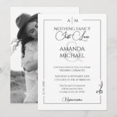 Moderne minimalistische zwart monochrome bruiloft kaart (Voorkant / Achterkant)