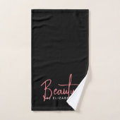 Moderne minimalistische zwart roze schoonheid prof bad handdoek (Handdoek)
