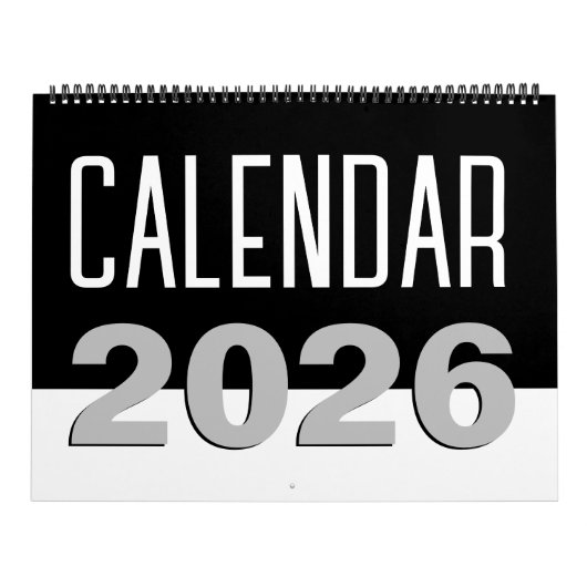 Moderne minimalistische zwart-wit 2024 kalender (Hoes)