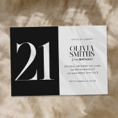 Moderne minimalistische zwart-wit 21e verjaardag kaart