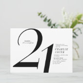 Moderne minimalistische zwart-wit 21e verjaardag kaart (Staand voorkant)