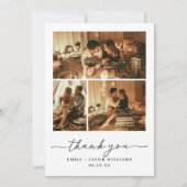 Moderne minimalistische zwart-wit 3 fotocollage bedankkaart (Voorkant)