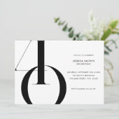 Moderne minimalistische zwart-wit 40e verjaardag kaart (Staand voorkant)