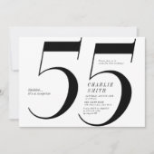 Moderne minimalistische zwart-wit 55e verjaardag kaart (Voorkant)