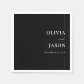 Moderne minimalistische zwart-wit aangepaste bruil servet (Voorkant)