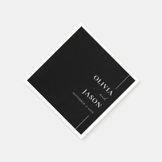 Moderne minimalistische zwart-wit aangepaste bruil servet (Hoek)