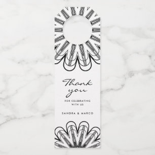 Moderne minimalistische zwart-wit bloem flessenhanger