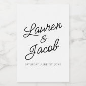 Moderne minimalistische zwart wit bruiloft mini wijn etiket (Enkel label)