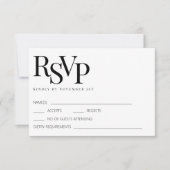 Moderne minimalistische zwart wit bruiloft RSVP ka (Voorkant)