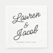 Moderne minimalistische zwart-wit bruiloft servet (Voorkant)