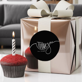 Moderne Minimalistische Zwart-Wit Custom Dank u Ronde Sticker