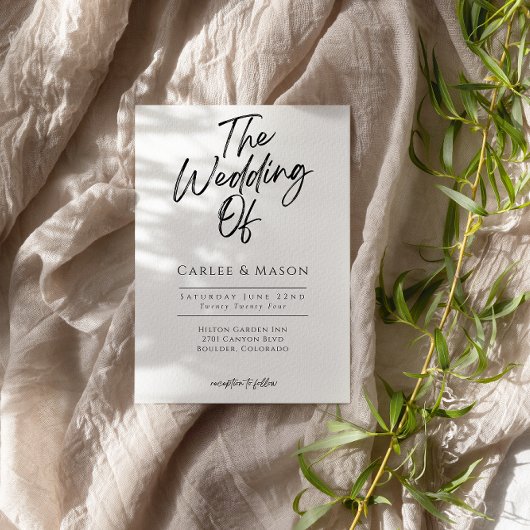 Moderne minimalistische zwart-wit de bruiloft van kaart