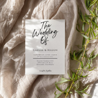 Moderne minimalistische zwart-wit de bruiloft van kaart