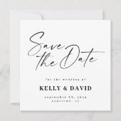 Moderne Minimalistische Zwart-wit Eenvoudige Save The Date (Voorkant)