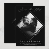 Moderne Minimalistische Zwart-Wit Foto Save The Date (Voorkant / Achterkant)