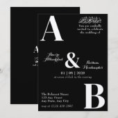 Moderne minimalistische zwart-wit islamitische bru kaart (Voorkant / Achterkant)