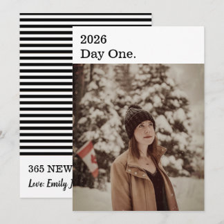 Moderne minimalistische zwart wit nieuwjaarsfoto feestdagenkaart