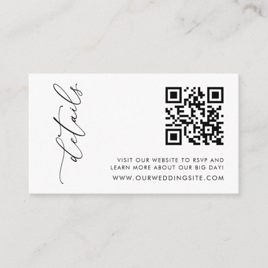 Moderne minimalistische zwart-wit QR-codedetails Informatiekaartje (Voorkant)