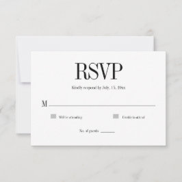 Moderne Minimalistische Zwart-Wit RSVP Kaart
