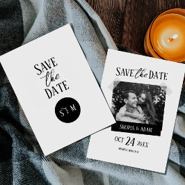 Moderne Minimalistische Zwart & Wit Save the Date Kaart