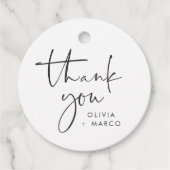 Moderne Minimalistische Zwart-Wit Script Bedanktka Bedankjes Labels (Voorkant)