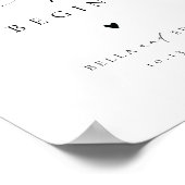 Moderne minimalistische zwart wit welkom bruiloft poster (Hoek)