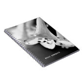 Moderne minimalistische zwart-witte bloem met vurs notitieboek (Rechterzijde)