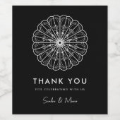 Moderne minimalistische zwart-witte bloem wijn etiket (Enkel label)