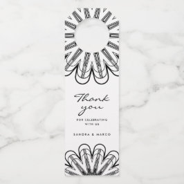 Moderne minimalistische zwart-witte bloemen flessenhanger