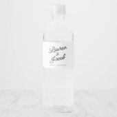 Moderne minimalistische zwart-witte bruiloft waterfles etiket (Voorkant)