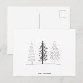 Moderne minimalistische zwart-witte kerstboom briefkaart (Voorkant / Achterkant)