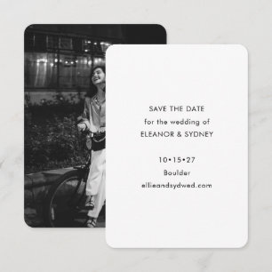 Moderne Minimalistische Zwart Witte Trouwfoto Save The Date