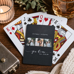 Moderne Minimalistische Zwarte 3 Foto Script Colla Pokerkaarten