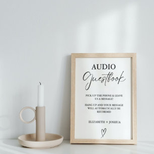 Moderne minimalistische zwarte audio gastenboek te poster