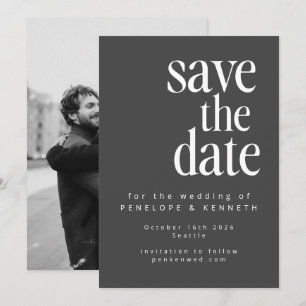 Moderne, minimalistische zwarte, eenvoudige foto-b save the date