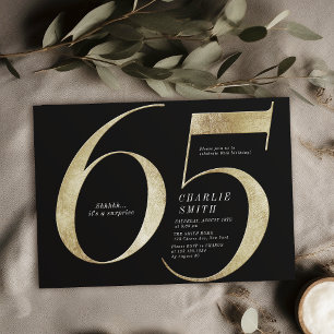 Moderne, minimalistische zwarte en gouden 65ste ve kaart