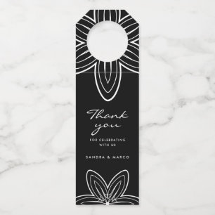 Moderne minimalistische zwarte en witte bloem flessenhanger