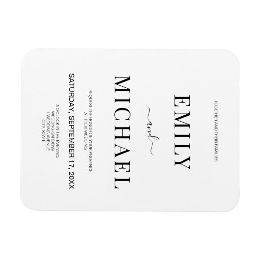 Moderne minimalistische zwarte en witte bruiloft I Magneet (Horizontaal)