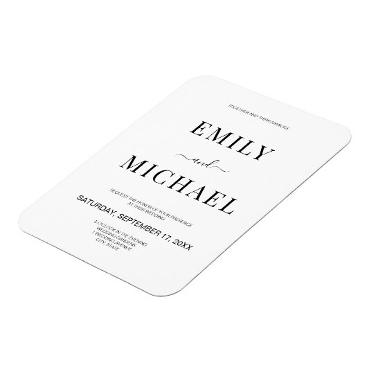 Moderne minimalistische zwarte en witte bruiloft I Magneet (Linkerzijde)