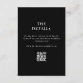 Moderne minimalistische zwarte en witte bruiloft informatiekaartje (Voorkant)