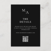 Moderne minimalistische zwarte en witte bruiloft informatiekaartje (Voorkant)