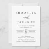 Moderne minimalistische zwarte en witte bruiloft kaart (Voorkant)