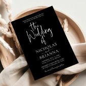 Moderne minimalistische zwarte en witte bruiloft kaart